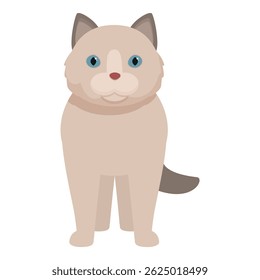 Cartoon illustration of a cute ragdoll cat standing on all fours