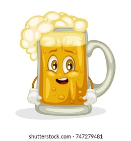 Cartoon Illustration of a Cute Sad Beer Glass Character