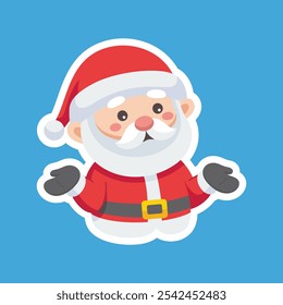 Cartoon illustration of cute Santa Claus character with hands up. Christmas winter holiday design element