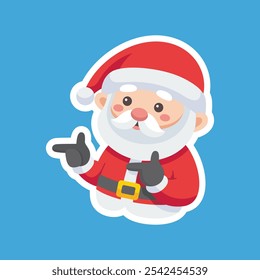 Cartoon illustration of cute Santa Claus character pointing finger. Christmas winter holiday design element