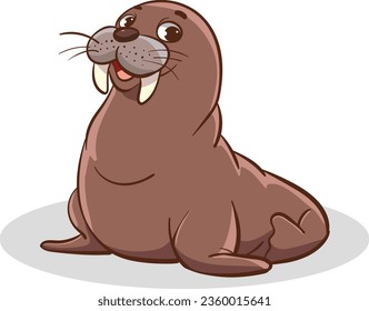 Cartoon Illustration of Cute Sea Lion Animal Mascot Character