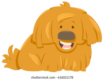 Cartoon Illustration of Cute Shaggy Yellow Dog Animal Character