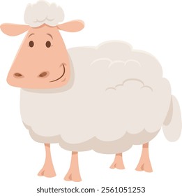 Cartoon illustration of cute sheep farm animal character