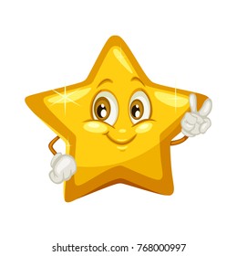 Cartoon Illustration of a Cute Shining Star Character