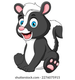 Cartoon illustration of cute skunk sitting
