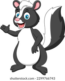 Cartoon illustration of a cute skunk smiling