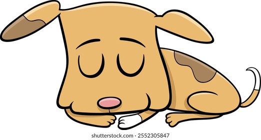 Ilustración de dibujos animados de lindo cachorro manchado personaje animal durmiendo