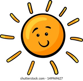Cartoon Illustration of Cute Sun Character Clip Art