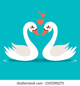 Cartoon Illustration Of  Cute Swans