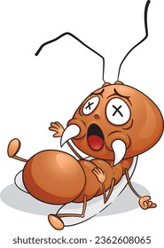 
cartoon illustration of a cute termite, dizzy and almost fainting 