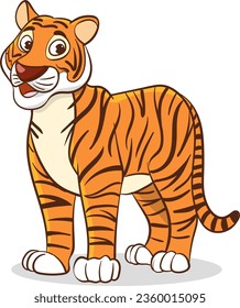 Cartoon Illustration of Cute Tiger Animal Mascot Character
