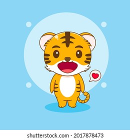 Cartoon illustration of cute tiger character