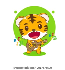 Cartoon illustration of cute tiger character