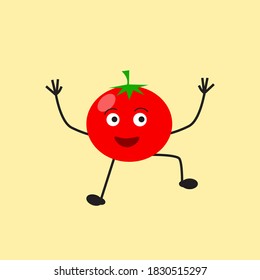 cartoon illustration of cute tomatoes used for nutrition