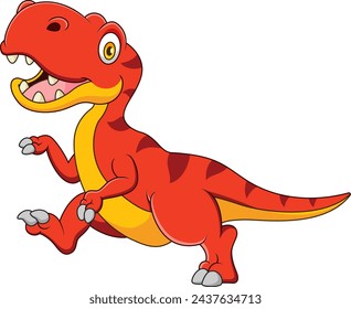 Cartoon illustration of a cute tyrannosaurus running