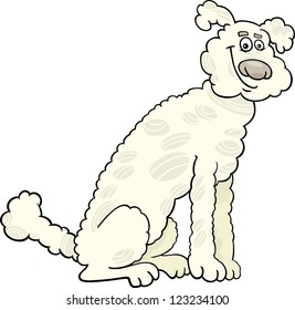 Cartoon Illustration of Cute White or Beige Poodle Dog