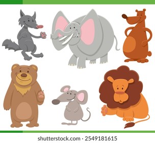 Cartoon illustration of cute wild animals comic characters set