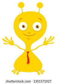 Cartoon Illustration of Cute Yellow Fantasy or Fairy Tale Character