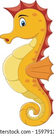 Cartoon illustration of cute a yellow seahorse