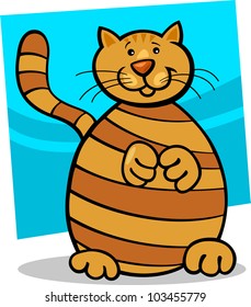 cartoon illustration of cute yellow tabby cat
