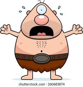 A cartoon illustration of a cyclops looking scared.