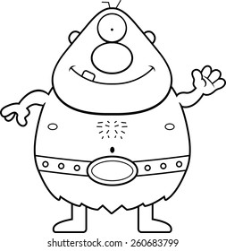 A cartoon illustration of a cyclops waving.