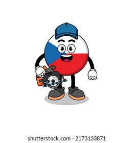 Cartoon Illustration of czech republic as a woodworker , character design
