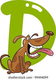 cartoon illustration of D letter for dog