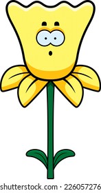 A Cartoon Illustration Of A Daffodil Looking Surprised.