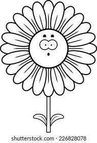A cartoon illustration of a daisy looking surprised.