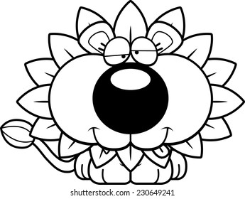 A cartoon illustration of a dandelion lion with a goofy expression.