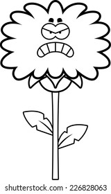 A cartoon illustration of a dandelion looking angry.