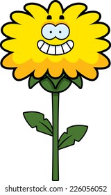 A cartoon illustration of a dandelion looking happy.