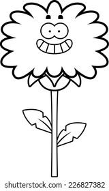 A cartoon illustration of a dandelion looking happy.