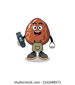 Cartoon Illustration of date fruit as a barber man , character design