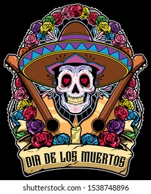 Cartoon illustration for the Day of the Dead.