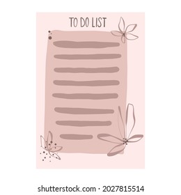 Cartoon illustration of decorative note paper. To-do list with blank space for text. Hand-drawn cute striped note paper sheet. 