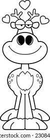 A cartoon illustration of a deer with an in love expression.