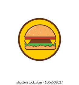 Cartoon illustration of delicious and tasty burger fast food