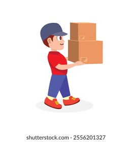 Cartoon Illustration of a Delivery Worker