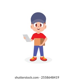 Cartoon Illustration of a Delivery Worker
