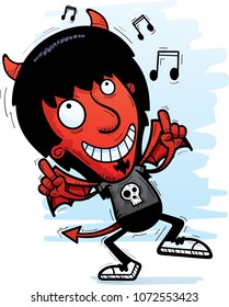 A cartoon illustration of a demon dancing.