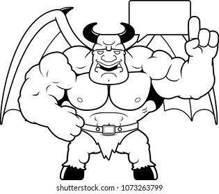 A cartoon illustration of a demon talking.