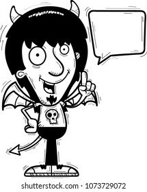 A cartoon illustration of a demon talking.
