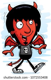 A cartoon illustration of a demon walking.