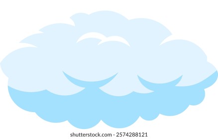 Cartoon illustration depicting a light blue cloud gently floating in a clear sky, symbolizing good weather, dreams, and the boundless realm of imagination and creativity