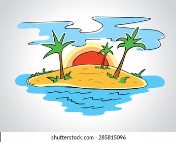 Sketch Desert Island Stock Vector (Royalty Free) 268282907