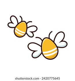 cartoon illustration design of bee with egg shape