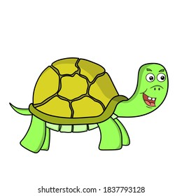 cartoon illustration design of the character of a cute cartoon turtle with a hard shell