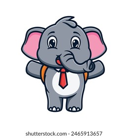 cartoon illustration design of cute and kawaii elephant back to school